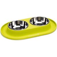 Beeztees Dinner hondenvoerbak siliconen met rvs bakken groen