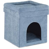 RELAXDAYS Katzenhöhle Hocker, Versteck für Katzen & kleine Hunde, Kissen, faltbar, Sitzhocker, HBT 42 x 38 x 38 cm, grau