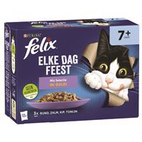 Felix Multipack Elke Dag Feest Mix Selectie In Gelei 7+ Senior - Kattenvoer - Rund Kip Tonijn 12x85 g