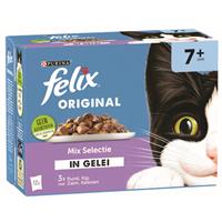 Felix Multipack Original Mix Selectie In Gelei 7+ Senior - Kattenvoer - Rund Kip Kalkoen 12x85 g