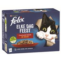 Felix Multipack Elke Dag Feest Countryside Selectie In Gelei - Kattenvoer - Rund Konijn Kip 12x85 g