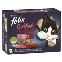 Felix Multipack Dubbel Zo Lekker Mix Selectie Gelei - Kattenvoer - Rund Kip Koolvis 12x85 g