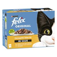 Felix Multipack Original Gevogelte Selectie In Gelei - Kattenvoer - Eend Kip Kalkoen 12x85 g