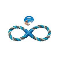 Knoop Katoen 8- Trekring met Tennisbal 28cm grijs/blauw