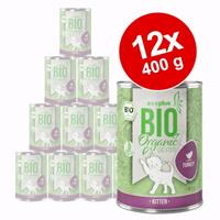 Zooplus Bio Voordeelpakket  Kitten 12 x 400 g Kattenvoer Bio- Kalkoen met Wortel