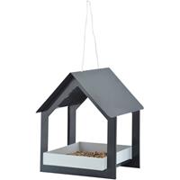 Metalen Vogelhuisje/voedertafel Hangend Antraciet 23 Cm - Voerschaal Voor Tuinvogeltjes