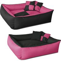 BedDog 2in1 Hundebett MAX QUATTRO, großes Hundekörbchen aus Cordura, waschbares Hundebett mit Rand, Hundesofa:L (ca. 80x65cm), CANDY (pink/schwarz)