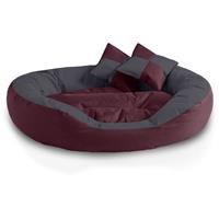 BedDog 4in1 Hundebett SABA, Wende-Hunde-Kissen oval-rund, großes Hundekörbchen, abwischbares Hundebett mit Rand:XL (ca. 85x70cm), CHERRY-ROCK