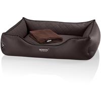 BedDog PREMIUM Orthopädisches Hundebett BUFFY, Memory Foam, Kunstleder, mit abnehmbaren Bezug:CHOCOLATE (braun), XL (ca. 90X80x25cm)