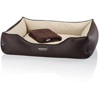 BedDog PREMIUM Orthopädisches Hundebett BUFFY, Memory Foam, Kunstleder, mit abnehmbaren Bezug:MELANGE (beige/braun), XL (ca. 90X80x25cm)