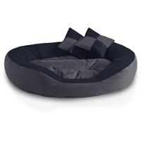 BedDog 4in1 Hundebett SABA, Wende-Hunde-Kissen oval-rund, großes Hundekörbchen, abwischbares Hundebett mit Rand:XL (ca. 85x70cm), ROCK-FLOW