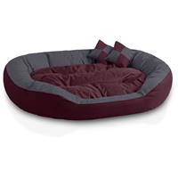 BedDog 4in1 Hundebett SABA, Wende-Hunde-Kissen oval-rund, großes Hundekörbchen, abwischbares Hundebett mit Rand:XXL (ca. 110x80cm), CHERRY-ROCK