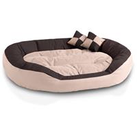 BedDog 4in1 Hundebett SABA, Wende-Hunde-Kissen oval-rund, großes Hundekörbchen, abwischbares Hundebett mit Rand:XXL (ca. 110x80cm), MELANGE