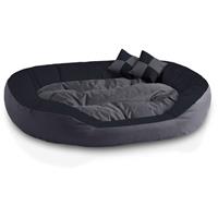 BedDog 4in1 Hundebett SABA, Wende-Hunde-Kissen oval-rund, großes Hundekörbchen, abwischbares Hundebett mit Rand:XXL (ca. 110x80cm), ROCK-FLOW