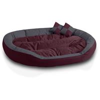 BedDog 4in1 Hundebett SABA, Wende-Hunde-Kissen oval-rund, großes Hundekörbchen, abwischbares Hundebett mit Rand:XXXL (ca. 150x120cm), CHERRY-ROCK