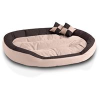 BedDog 4in1 Hundebett SABA, Wende-Hunde-Kissen oval-rund, großes Hundekörbchen, abwischbares Hundebett mit Rand:XXXL (ca. 150x120cm), MELANGE