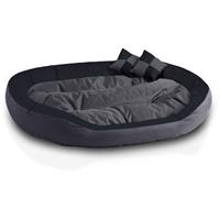 BedDog 4in1 Hundebett SABA, Wende-Hunde-Kissen oval-rund, großes Hundekörbchen, abwischbares Hundebett mit Rand:XXXL (ca. 150x120cm), ROCK-FLOW