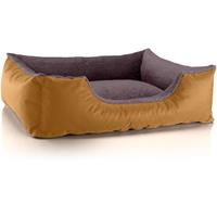 BedDog Hundebett TEDDY, Hundesofa aus Cordura und Microfaser-Velours, waschbares Hundebett mit Rand, Hundekissen vier-eckig:L (ca. 80x65cm), GOLDEN-BROWN