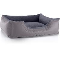 BedDog Hundebett TEDDY, Hundesofa aus Cordura und Microfaser-Velours, waschbares Hundebett mit Rand, Hundekissen vier-eckig:L (ca. 80x65cm), ROCK-FLOW