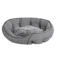 beliani Kuscheliges Tierbett grau Leinen oval 60x50 cm für kleine und mittlere Hunde Katzen Candir - Grau