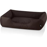 BedDog Hundebett ZARA, Hundesofa aus Cordura, Microfaser-Velours, waschbares Hundebett mit Rand, Hundekissen vier-eckig:XL (ca. 100x85cm), CHOCOLATE