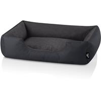 BedDog Hundebett ZARA, Hundesofa aus Cordura, Microfaser-Velours, waschbares Hundebett mit Rand, Hundekissen vier-eckig:XL (ca. 100x85cm), GRAFIT