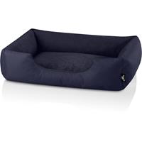 BedDog Hundebett ZARA, Hundesofa aus Cordura, Microfaser-Velours, waschbares Hundebett mit Rand, Hundekissen vier-eckig:XL (ca. 100x85cm), NAVY-BLUE