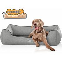 Knuffelwuff Orthopädisches Hundebett Amelie aus Velours mit Handwebcharakter Übergröße XXXL 155cm x 105cm Grau - 