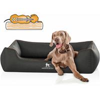 Knuffelwuff Orthopädisches Hundebett Amelie aus Velours mit Handwebcharakter Übergröße XXXL 155cm x 105cm Schwarz - 