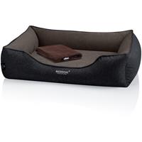 BedDog PREMIUM Orthopädisches Hundebett CLARA, Memory Foam, mit abnehmbaren Bezug:MOCCA (braun/schwarz), XL (ca. 90X80x25cm)