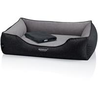 BedDog PREMIUM Orthopädisches Hundebett CLARA, Memory Foam, mit abnehmbaren Bezug:THE-ROCK (schwarz/grau), XL (ca. 90X80x25cm)