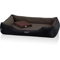 BedDog PREMIUM Orthopädisches Hundebett CLARA, Memory Foam, mit abnehmbaren Bezug:MOCCA (braun/schwarz), XXL (ca. 110x75x25cm)