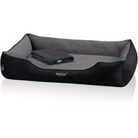 BedDog PREMIUM Orthopädisches Hundebett CLARA, Memory Foam, mit abnehmbaren Bezug:THE-ROCK (schwarz/grau), XXL (ca. 110x75x25cm)