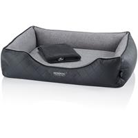 BedDog PREMIUM Orthopädisches Hundebett WUFFI, Memory Foam, mit abnehmbaren Bezug:ROCK-FLOW (grau/grau), XL (ca. 90X80x25cm)