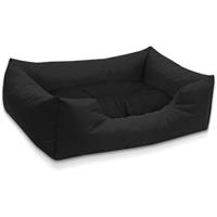 BedDog Hundebett MIMI, Hundesofa aus Cordura, Microfaser-Velours, waschbares Hundebett vier-eckig mit Rand, Hundekissen:L (ca. 80x65cm), BLACK (schwarz)