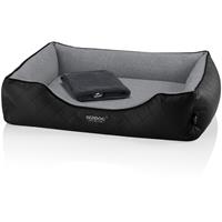 BedDog PREMIUM Orthopädisches Hundebett WUFFI, Memory Foam, mit abnehmbaren Bezug:THE-ROCK (schwarz/grau), XL (ca. 90X80x25cm)