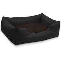 BedDog Hundebett MIMI, Hundesofa aus Cordura, Microfaser-Velours, waschbares Hundebett vier-eckig mit Rand, Hundekissen:L (ca. 80x65cm), BLACK-FIELD