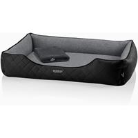 BedDog PREMIUM Orthopädisches Hundebett WUFFI, Memory Foam, mit abnehmbaren Bezug:THE-ROCK (schwarz/grau), XXL (ca. 110x75x25cm)