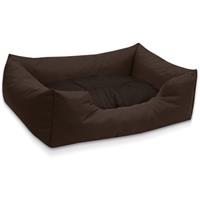 BedDog Hundebett MIMI, Hundesofa aus Cordura, Microfaser-Velours, waschbares Hundebett vier-eckig mit Rand, Hundekissen:L (ca. 80x65cm), CHOCOLATE (braun)