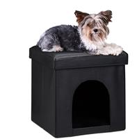 RELAXDAYS Hundebox Sitzhocker HBT 38 x 38 x 38 cm stabiler Sitzcube mit praktischer Tierhöhle für Hunde und Katze aus hochwertigem Kunstleder und