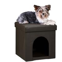 RELAXDAYS Hundebox Sitzhocker HBT 38 x 38 x 38 cm stabiler Sitzcube mit praktischer Tierhöhle für Hunde und Katze aus hochwertigem Kunstleder und