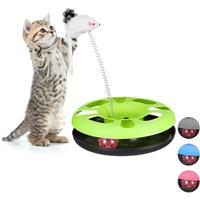 RELAXDAYS Katzenspielzeug mit Maus, Kugelbahn, Ball mit Glöckchen, Cat Toy, interaktiv, Training & Beschäftigung, grün