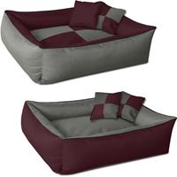 BedDog 2in1 Hundebett MAX QUATTRO, großes Hundekörbchen aus Cordura, waschbares Hundebett mit Rand, Hundesofa:3XL, CHERRY-ROCK (bordeaux/grau)