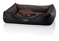 BedDog PREMIUM Orthopädisches Hundebett BUFFY, Memory Foam, Kunstleder, mit abnehmbaren Bezug:MOCCA (braun/schwarz), XL