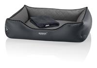 BedDog PREMIUM Orthopädisches Hundebett BUFFY, Memory Foam, Kunstleder, mit abnehmbaren Bezug:ROCK-FLOW (grau/grau), XL