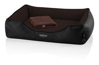 BedDog PREMIUM Orthopädisches Hundebett WUFFI, Memory Foam, mit abnehmbaren Bezug:MOCCA (braun/schwarz), XL