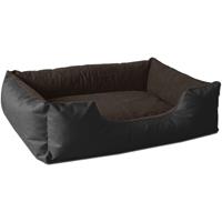 BedDog Hundebett LUPI, Hundesofa aus Cordura, Microfaser-Velours, waschbares Hundebett mit Rand, Hundekissen vier-eckig:XL, BLACK-FIELD (schwarz/braun)