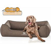 Knuffelwuff Orthopädisches Hundebett Amelie aus Velours mit Handwebcharakter XXL 120 x 85cm Braun - 