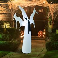 HOMCOM Halloween Dekoration Selbstaufblasender Geist LED Beleuchtet Weiß - weiß - 