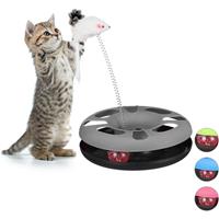 RELAXDAYS Katzenspielzeug mit Maus, Kugelbahn, Ball mit Glöckchen, Cat Toy, interaktiv, Training & Beschäftigung, grau